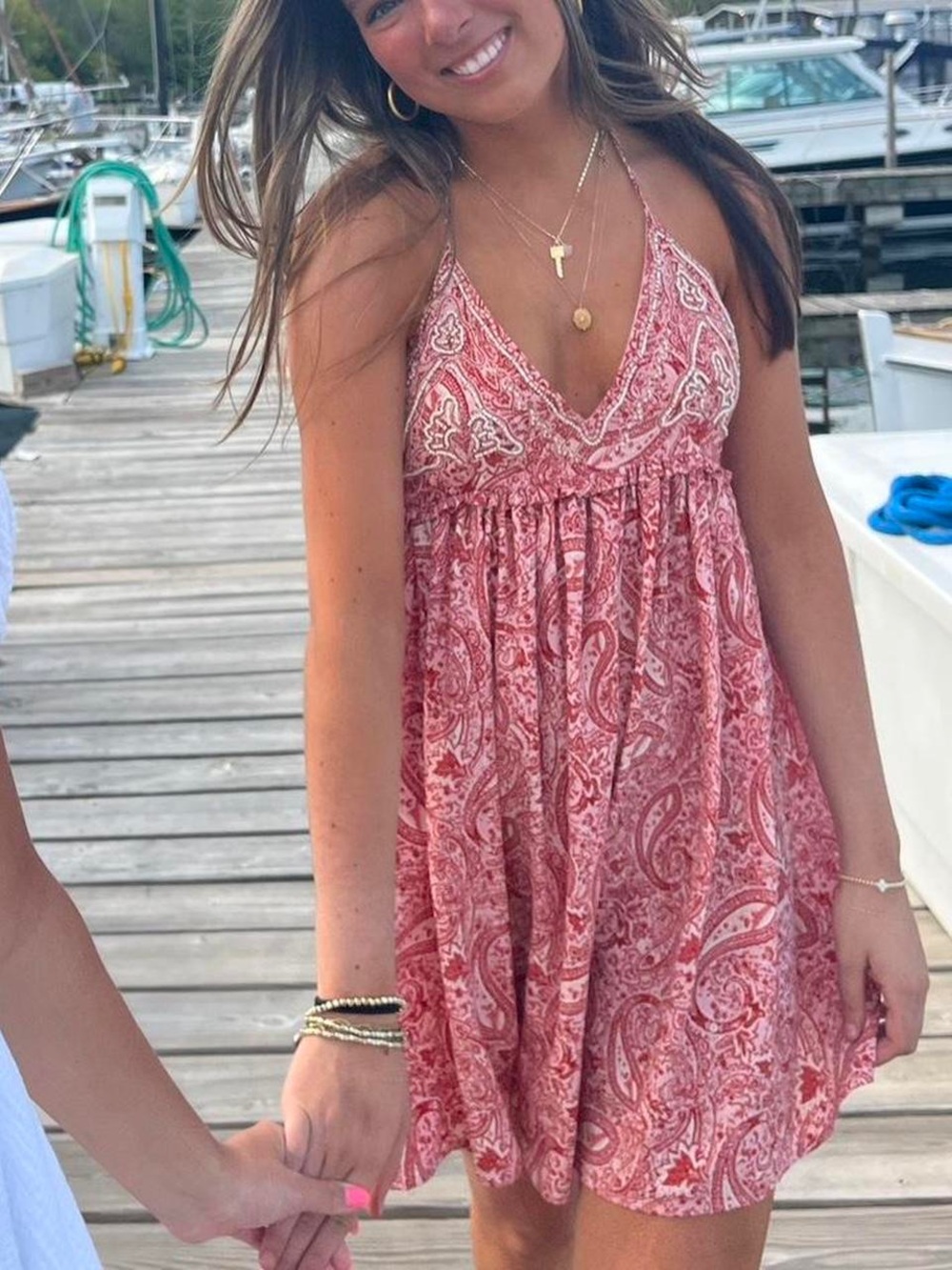 Zara Red Paisley Halter Sundress